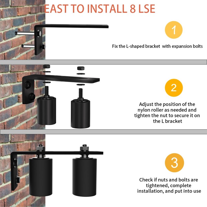 SongYung 3" Gate Roller Guide with L-Bracket, Universal Adjustable Gate