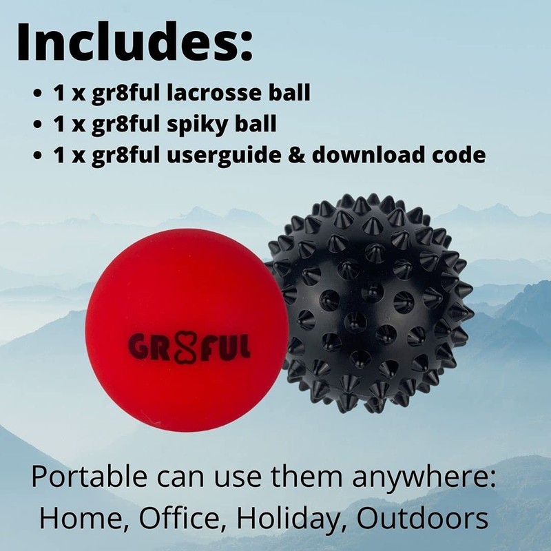 gr8ful® Lacrosse & Spiky Massage Ball Set - Fab for