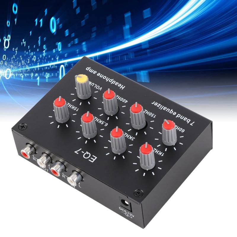 7 Band Sound Equalizer 12dB High Bass Adjustment Dual Channel