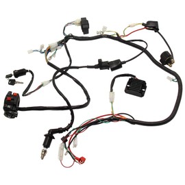Full Electric Wire Harness Wiring Harness Loom CDI Coil Solenoid Kit for 4 Stroke Engine GY6 125cc 150cc Quad Go Kart ATV Scooter Buggy 4-Wheeler