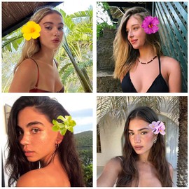 Exacoo 8pcs Hawaiian Flower Hair Clips Hibiscus Hair Clip For Women Tropical Plumeria hair Clips for Beach Vacation Summer Hair luau Accessories for WomenGirls