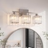 TimberAura Crystal Bathroom Light Fixtures, 3-Light Brushed Nickel, Vanity Lights