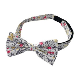 Jacob Alexander Men's Tropic Bouquet Floral Pattern Pre-Tied Adjustable Banded Bow Tie - Gray Multi