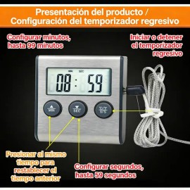 Termometro Y Temporizador Timer Digital Hornos Con Sonda                                                                                              