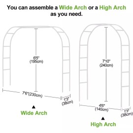 LeJoy Garden Metal Pergola Arbor,Wedding Arch 7.5 Feet Wide x 6.4 Feet High or 4.6 Feet Wi...