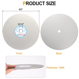 sourcing map Diamond Flat Lap Disc 6" x 1/2" Arbor 1200 Grit Abrasive Diamond Coated Grinding Wheel for Grinding Sanding Lapping Polishing Ceramics, Glass, Stones, Gemstone