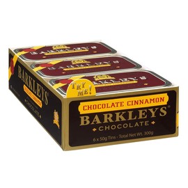 Barkleys Gourmet Chocolate & Cinnamon Mints Breath Mints - Strong Chocolate Cinnamon Flavor for Party, After Dinner, Wedding, Every Day Use-Vegan Mints In Reusable Classic Travel Tins-50-count, 6-Pack