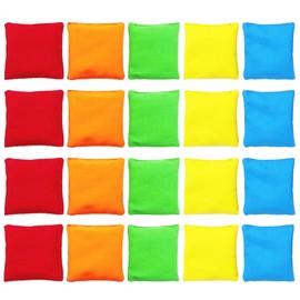 Bean Bags Kids Throwing, 20 pcs 7cm*7cm Small Bean Bag Toss for Hand Toss Cornhole Game Outdoor Family Party Activities(5 Colours)