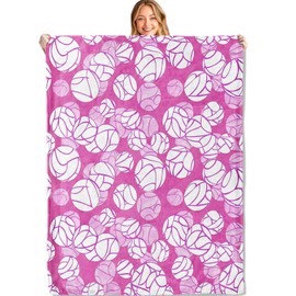 MIEPOS Abstract Art Volleyball Purple Throw Blanket 50x60in, Soft Lightweight Flannel, Sports Balls Round Blankets - Gifts for Boys, for Couch Office Travel Home Living Room Activity Decor