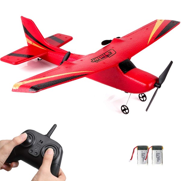 HAWK'S WORK RC Airplane, 2.4GHz RC Airplane Electric for Easy Flying Radicon Glider for Kids and Beginners (Red)