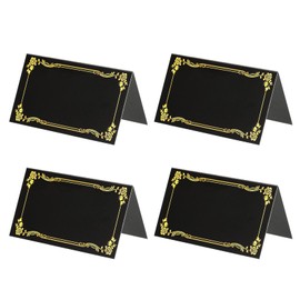 PATIKIL 25 Pack Reserved Table Signs, Gold Edge Printing Tables Tent Blank Card, Black