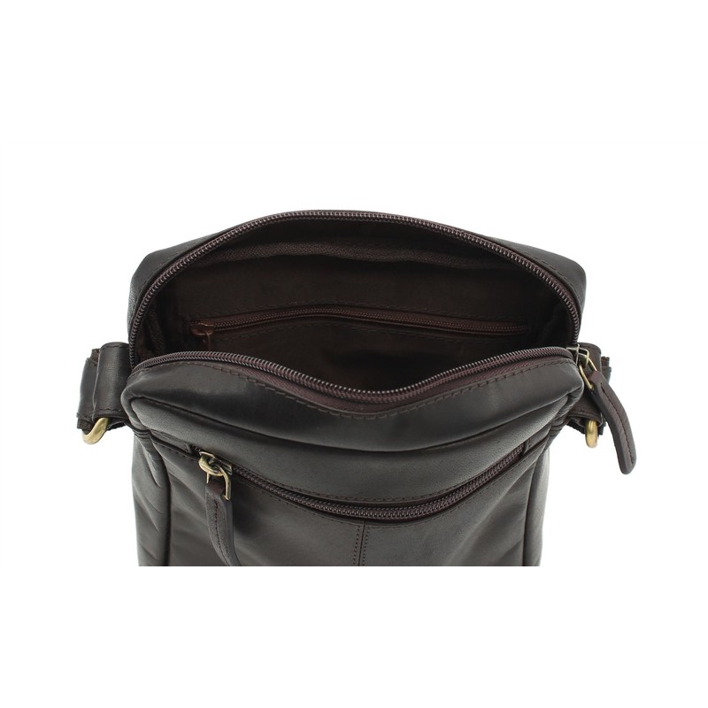 Visconti S7 Compact Leather Messenger Travel Bag, brown