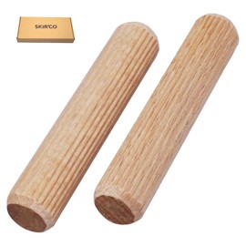 SKIR'CO (Pack of 50) Wooden Dowels 10x70mm Grooved Wood Dowels Fluted Pins for Furniture Grooved Dowels