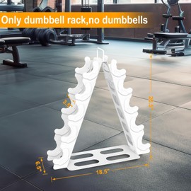 Dumbbell Rack 5 tier(Dumbbells not included), A-Frame Metal Dumbbell Holder with Handle, Multilevel Weight Storage Organizer for Dumbbells, Tree Shape Compact Weight Rack/Holde(White)