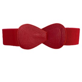 CT COTIM COYIN Women 8-Shaped Elastic Belts Stretchy Leather Waistband Wide Stretch Women Dress Belt with Interlock Buckle for Ladies Dress Coat, Red
