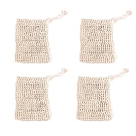 Pack of 4 Soap Bags, Solid Soap, Soap Bag with Coloured Labels to Distinguish Soap Net, Extra Large for Solid Shampoo, Natural Soap Bags, Shower Bag, Mesh Bag, Travel Soap Bag