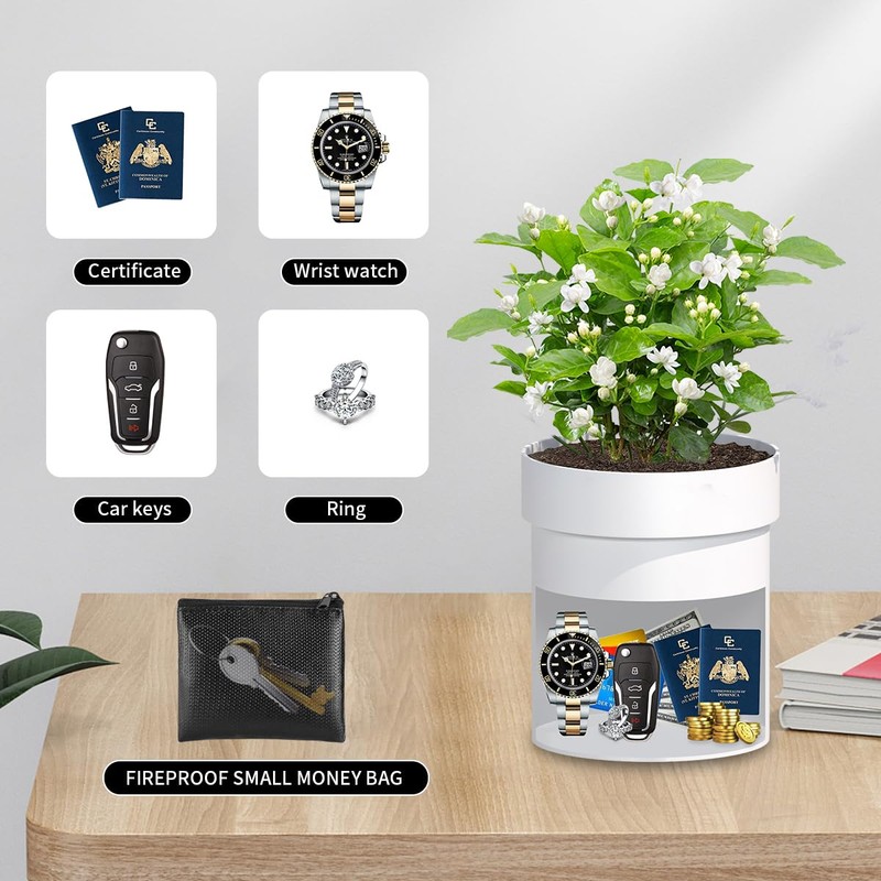 Sdstone Fireresistant Waterproof Flower Pot Diversion Safe with Fireproof Money