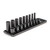TEKTON 3/8 Inch Drive 6-Point Impact Socket Set with Rails,