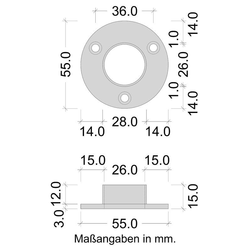 8x GedoTec® Wardrobe rail stock 25 mm chromed Round tube