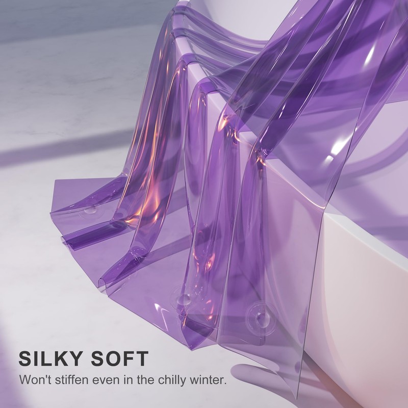 AmazerBath Purple Shower Curtain Liner Luxury, EVA Soft Clear Heavy