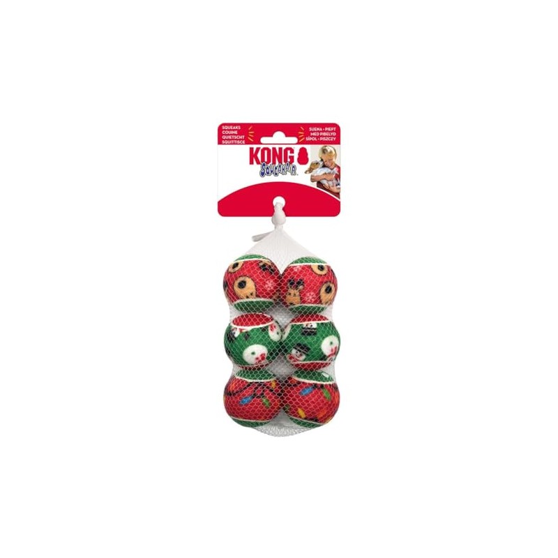 KONG Holiday SqueakAir Balls 6pk Small
