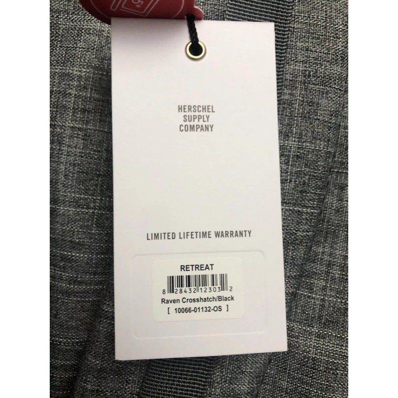 Herschel Supply Co. Retreat Backpack Gray Black Raven CrossHatch New