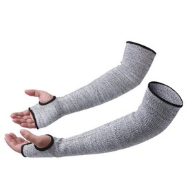 TopHomer Cut Resistant Sleeves, Safety Work Protective Gloves Anti-Cut 35CM Guard Bracers with Thumb Slot for Protect Forearm Wrist Arm (1 Pair)