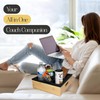 Couch Cup Holder Tray| Carry Handles| Bamboo Wood Couch Console|