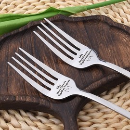 Husband Wife Birthday Christmas Gifts for Couples Forks Gift for Boyfriend Girlfriend Long Distance Relationship Gifts for Him Her His and Hers Gifts for Couples Engraved Fork Gift 2pcs