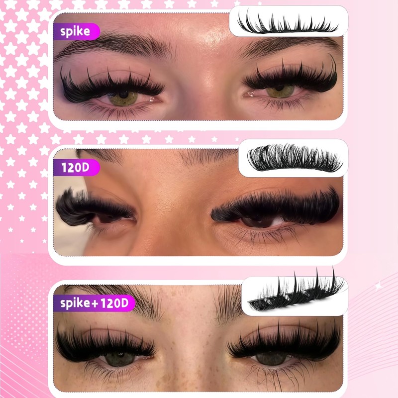 680PCS Fairy Lash Clusters Kit with Spikes Fluffy Volume T50