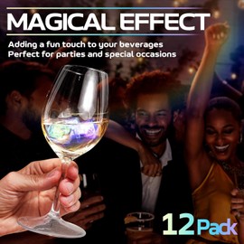 Aohcae Pack of 12 LED Ice Cubes, Bath Toys, Light Ice Cubes with Liquid Sensor, LED Ice Cubes for Drinks, Ice Toy for Festival, Wedding, Party, Bar Decoration
