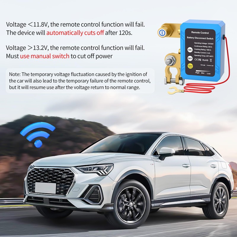 RVBOATPAT Kill Switch 12V 240A Remote Battery Disconnect Switch Automatic