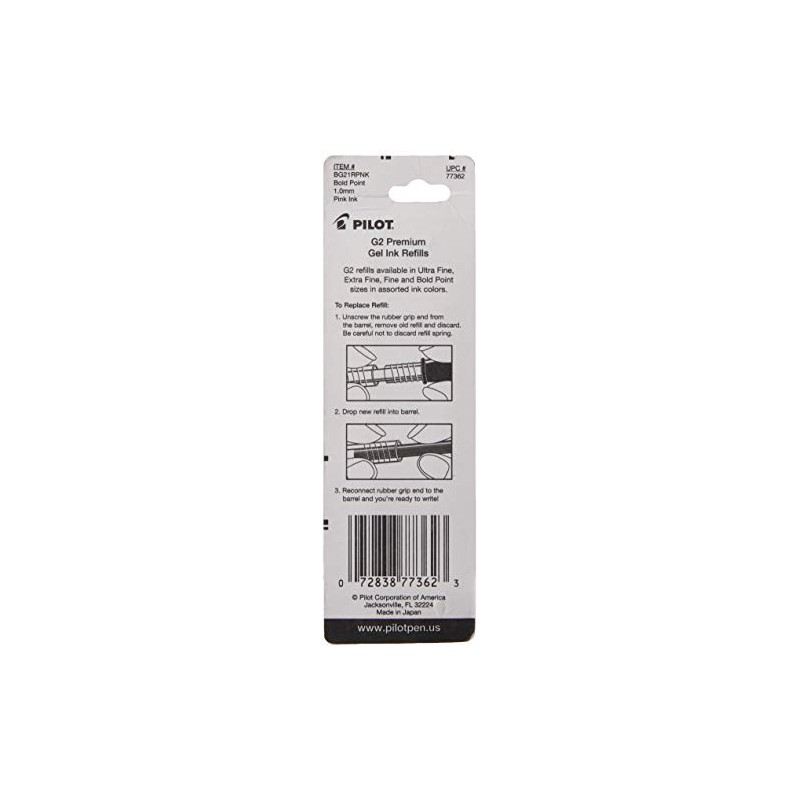 Pilot, G2 Gel Ink Refills, Bold Point 1 mm, Pink,