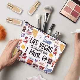 JFEHBFL Las Vegas Souvenir Gifts Cosmetic Bag for Women Las Vegas Lovers Gift Vegas Travel Vacation Makeup Bag Waterproof Toiletry Pouch Girls Trip Gifts Favors for Birthday Christmas