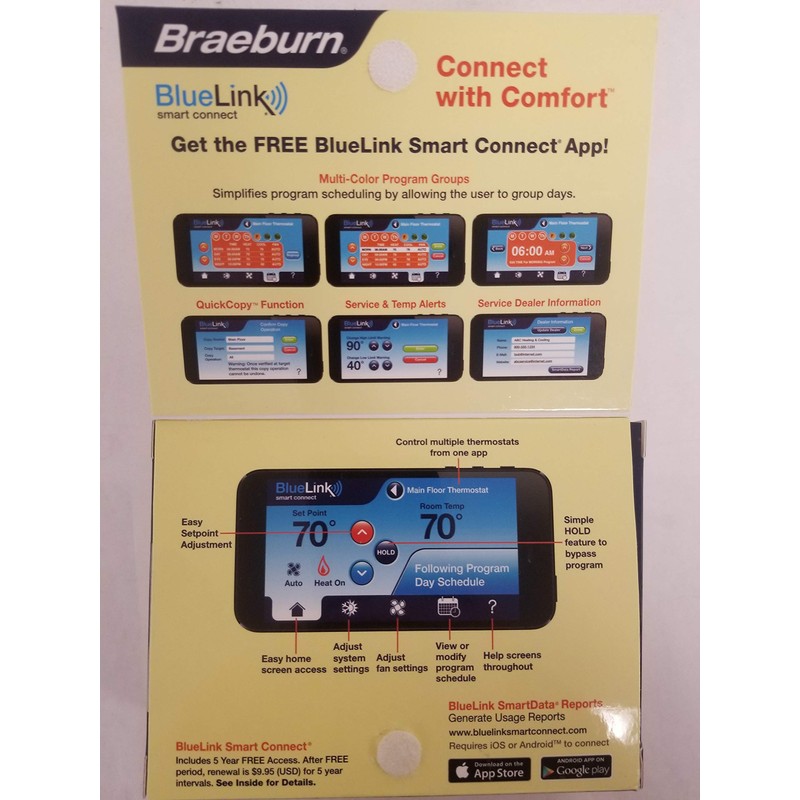 Braeburn 7205 Digital Programmable Wi-Fi Thermostat, White
