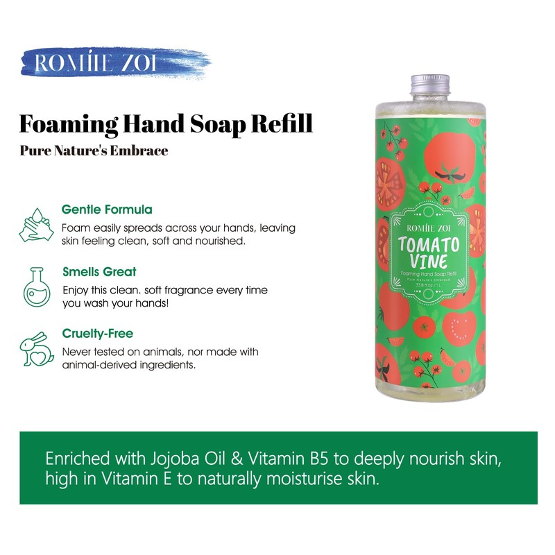 ROMIIE ZOI Liquid Hand Soap Refill, Tomato Vine, Gentle &