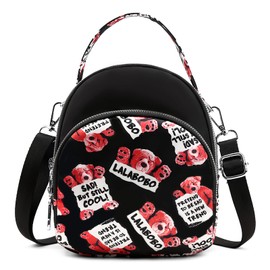 DIRRONA Women's Handbag Casual Women's Shoulder Bag Small Backpack Fashion Print Shoulder Bags Multi Bag Nylon Waterproof Travel Shoulder Bag, Black F, Fashionable