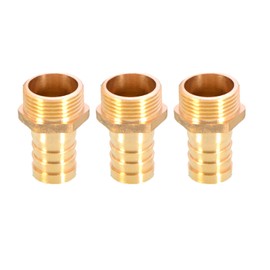 3PCS Brass Barbed Hose Fitting Coupler Connector 19mm to 3/4” Male BSP Thread Pipe Nipple Fitting Pipe Adapter