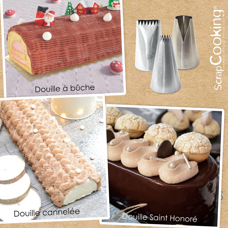 ScrapCooking - 3 boccole per tronchi di Natale - Boccole