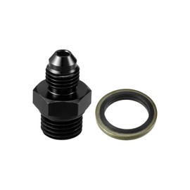 Hihaha Fuel Fitting with Washer/Inner Fuel Line Male Flare Adapter for Car/Durable Aluminum Alloy Metric M14x1.5 to 4AN Male Flare Adapter / 1 Set Black