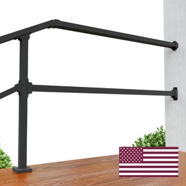 CHR Fence & Rail Hand Rails for Outdoor Steps Extension, 4ft Rectangular Handrail Extension to Wall, Handrails for Step Landings Ideal for Porch, Deck, & Stair Railing Indoor & Outdoor