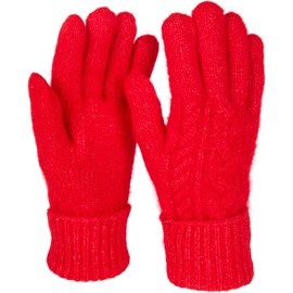 styleBREAKER Women's knitted gloves with cable knit pattern, warm winter finger gloves, versatile colours 09010051, Colour:Red