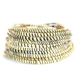 NewCharms 10 White and Black Recycled Flip Flop Bracelets Hand Made in Africa