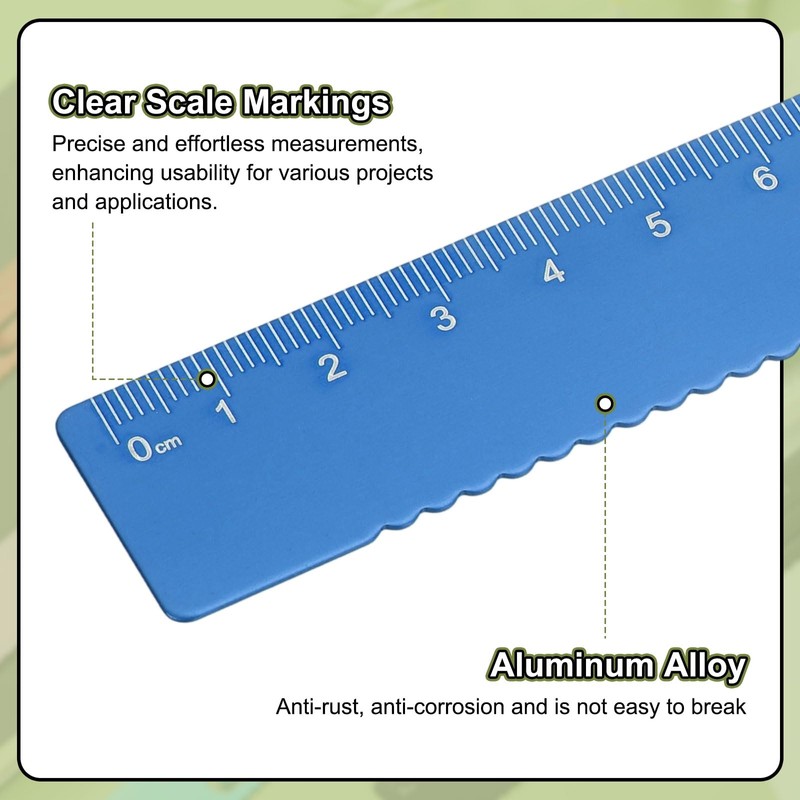 sourcing map Straight Ruler 15cm Metric Metal Aluminum Alloy Measuring