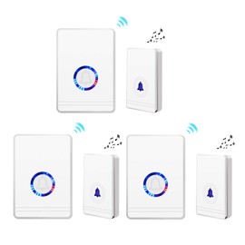 GREENCYCLE 3 Set Wireless Doorbell Door Open Chime, 1312ft Long Range, Adjustable Volume 48 Chimes with LED Flash Door Chime, IP 66 Waterproof Doorbell Button for Home Classroom Office Business