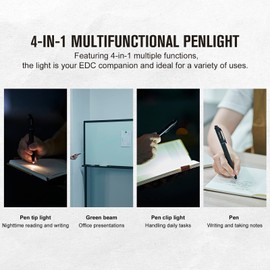 OLIGHT OLIGHT O'Pen Glow EDC Pen Light, 120 Lumens with Green Beam, Rechargeable LED Flashlight for Outdoor Uses, Writing, Adventure, Professional Business Gift(Black)