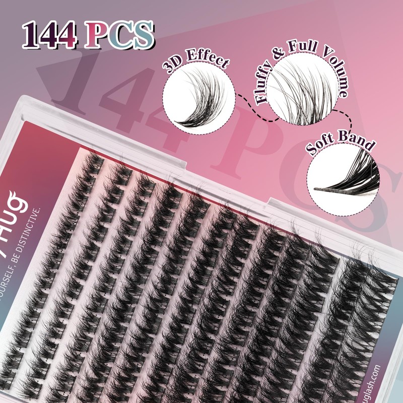 Mayhug Natural Lash Extension 144Pcs Lash Clusters Wispy Eyelash Extensions