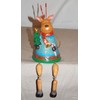 Holiday Christmas Reindeer Holding a Tree Shelf Sitter Dangling Legs