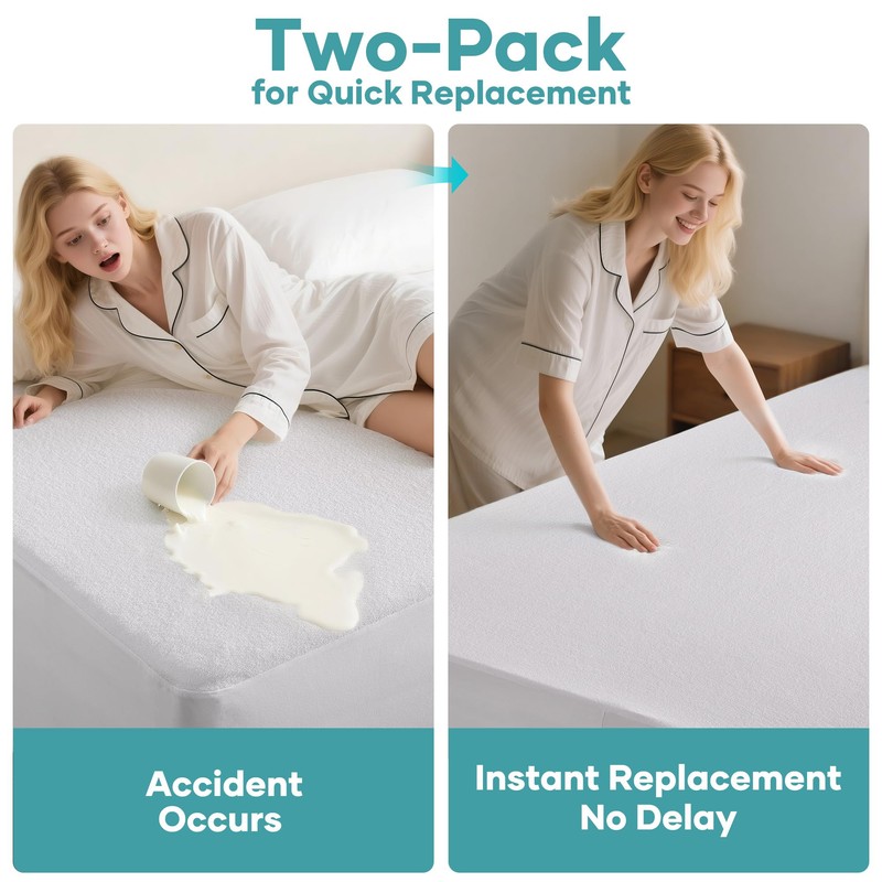 OhGeni 2 Pack Twin XL Size Mattress Protector, 100% Waterproof,