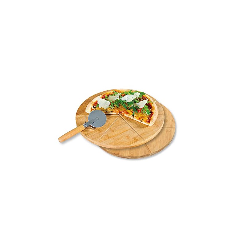 Kesper 58465 Pizza Plates with 1 Pizza Cutter, Material: FSC®-Certified